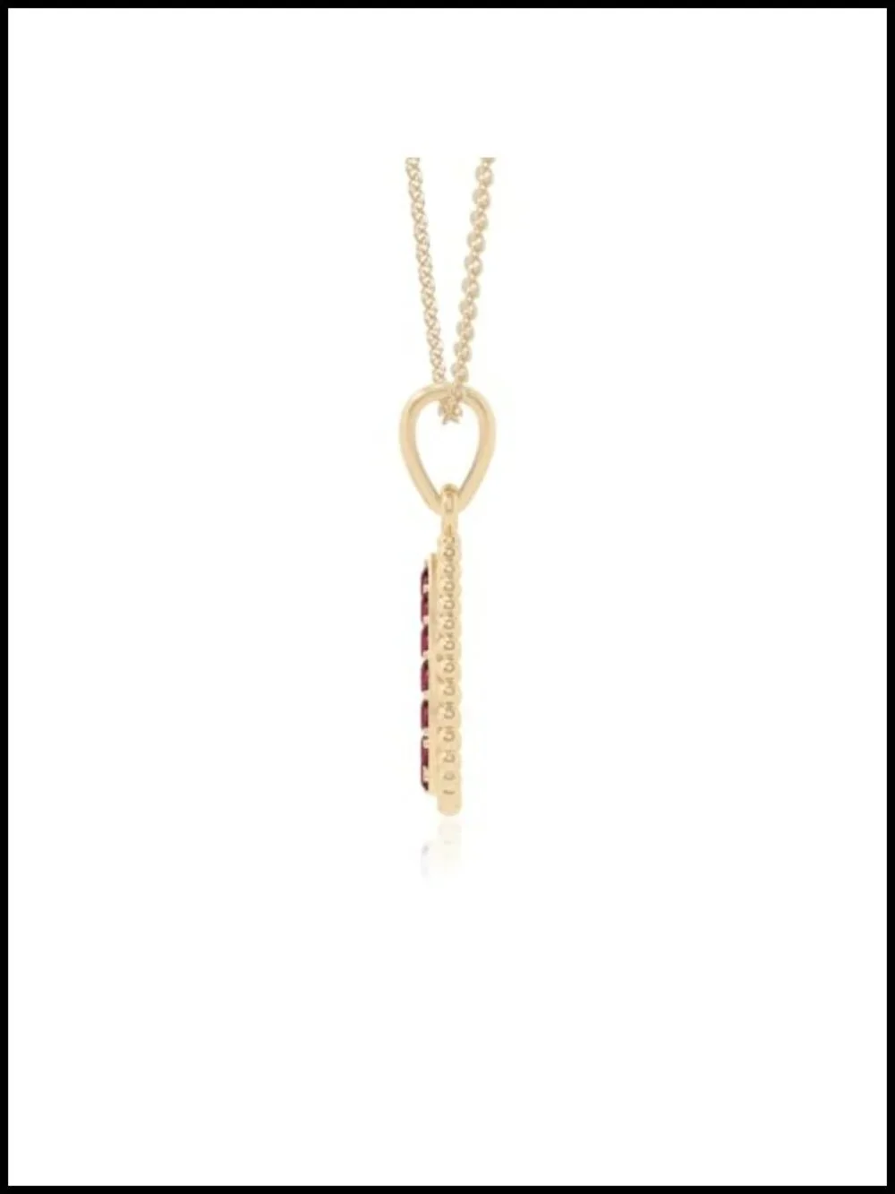 Natural Ruby Teardrop Pendant Necklace 18K Yellow Gold Vermeil Sterling Silver